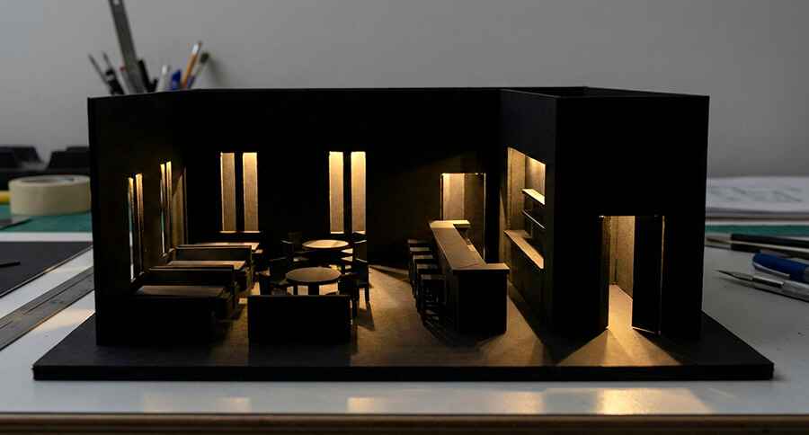 建築模型を黒スチレンボードで製作した画像02