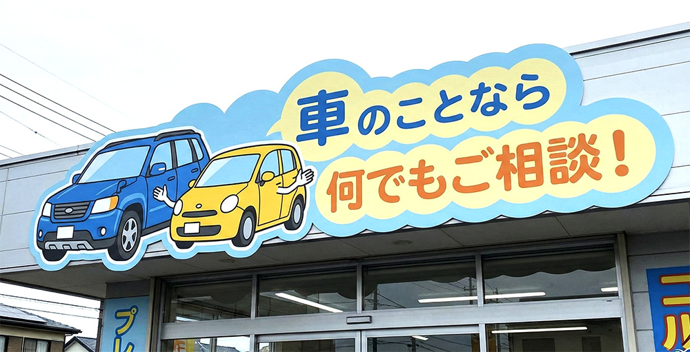 車屋さんの目立つ看板デザイン02