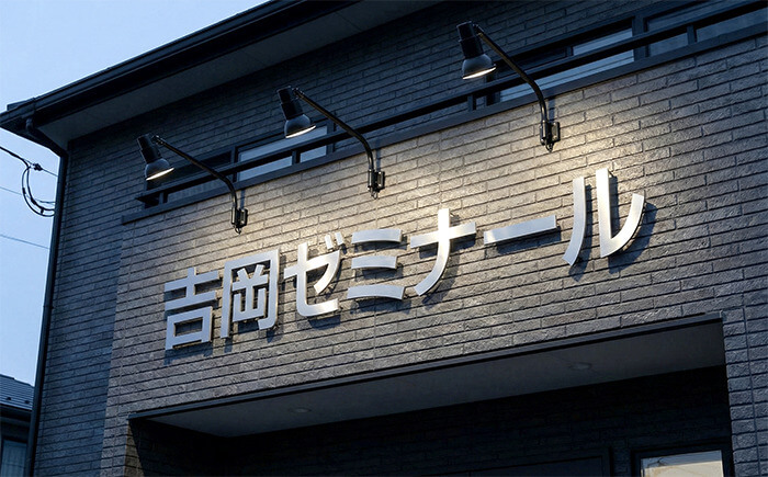 塾のステンレス切文字看板製作事例（高級感・信頼感）