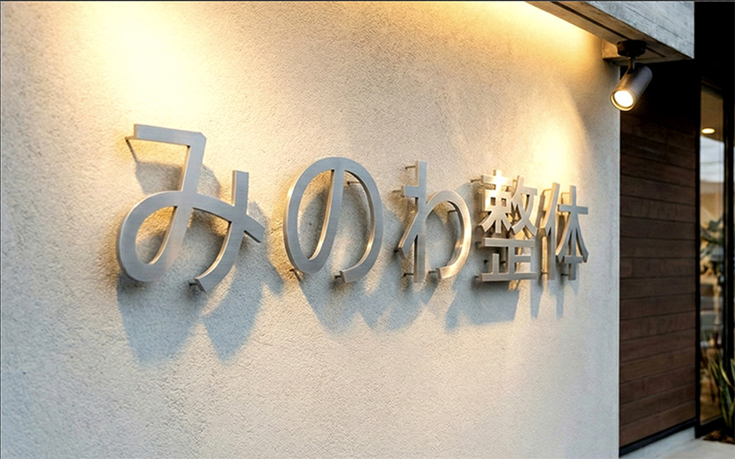 整体院ステンレス切文字