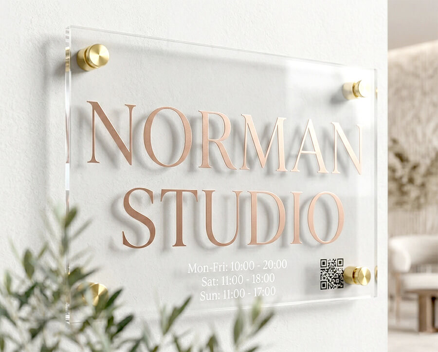 ネイルサロン・まつ毛サロンのアクリルプレート看板製作事例（透明感・清潔感）