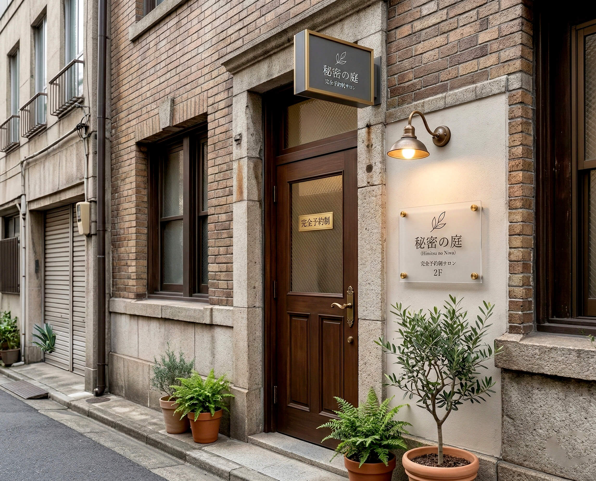 プライベートサロン・隠れ家系サロンの控えめでおしゃれな看板デザイン事例