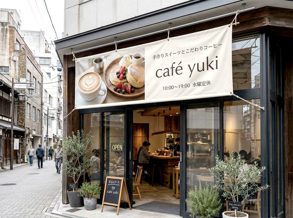 カフェ 店頭幕 施工事例