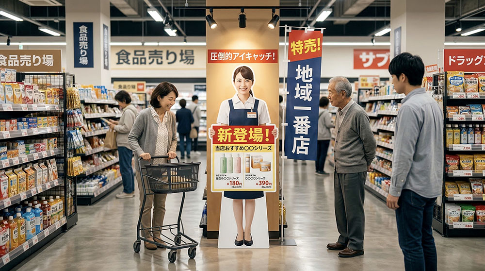 等身大パネルの圧倒的な視認性と集客効果