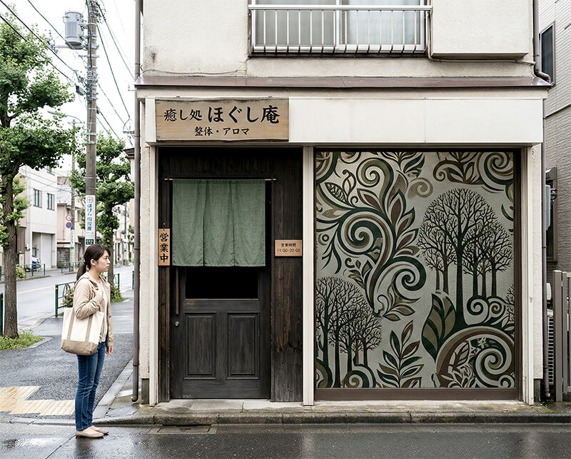 入りにくい雰囲気のリラクゼーションサロンの看板失敗例
