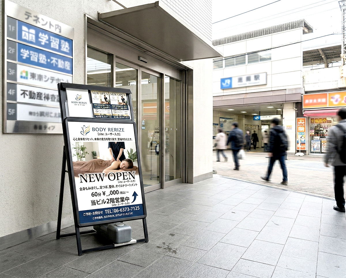 マッサージ店のスタンド看板製作事例