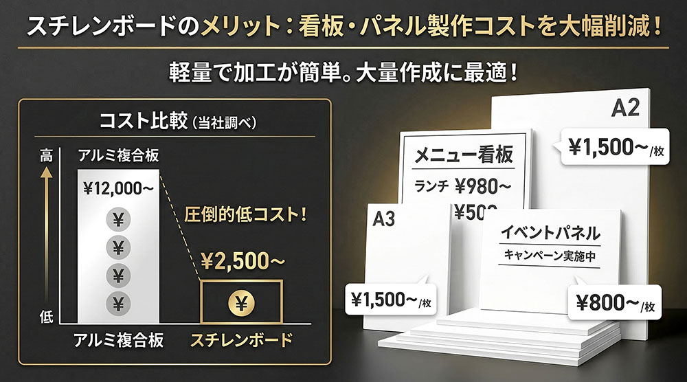 スチレンボードは安価で等身大パネルが作れる