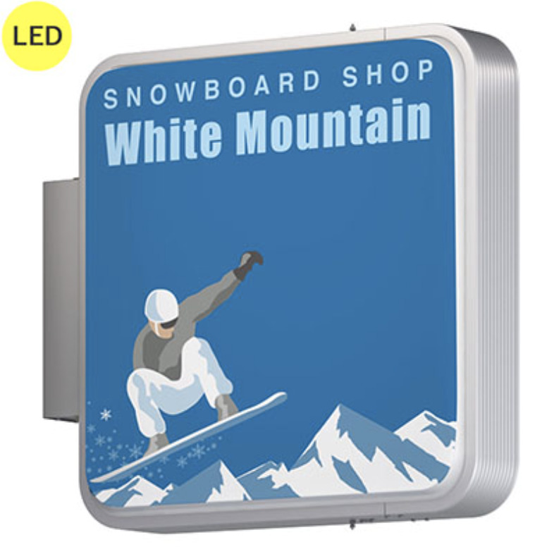 タテヤマアドバンス ADR-3315T-LED 正方形突き出し看板 W900×H900mm 角丸 LED内照式 シルバー