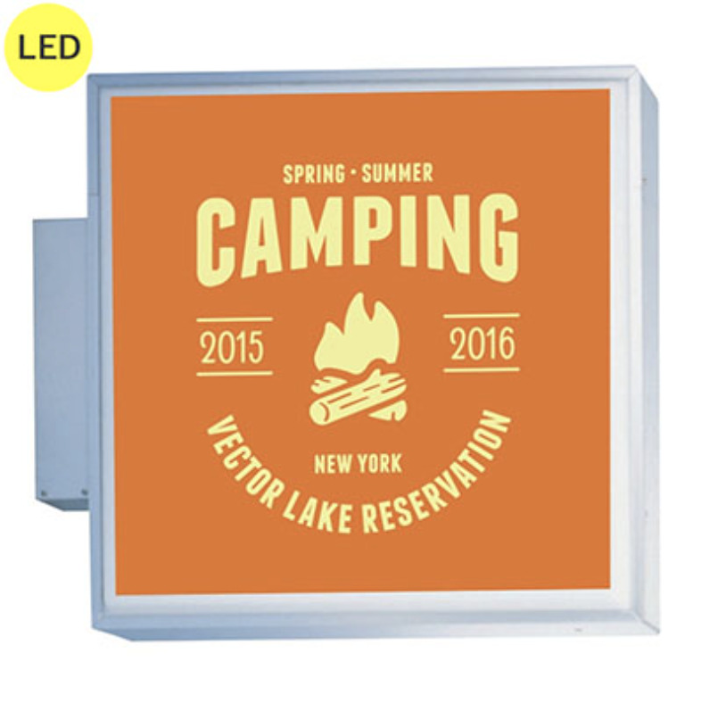 三和サインワークス LLT11-46 正方形突き出し看板 W900×H900mm 角タイプ LED内照式 シルバー