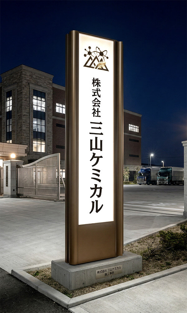 スクープSCP 物流会社の内照式タワーサイン（グリーン×ホワイト企業カラー）