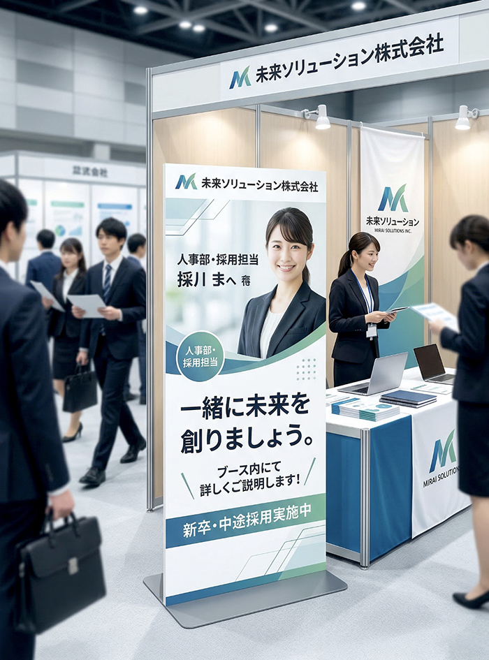 就活・採用イベントでの等身大パネル