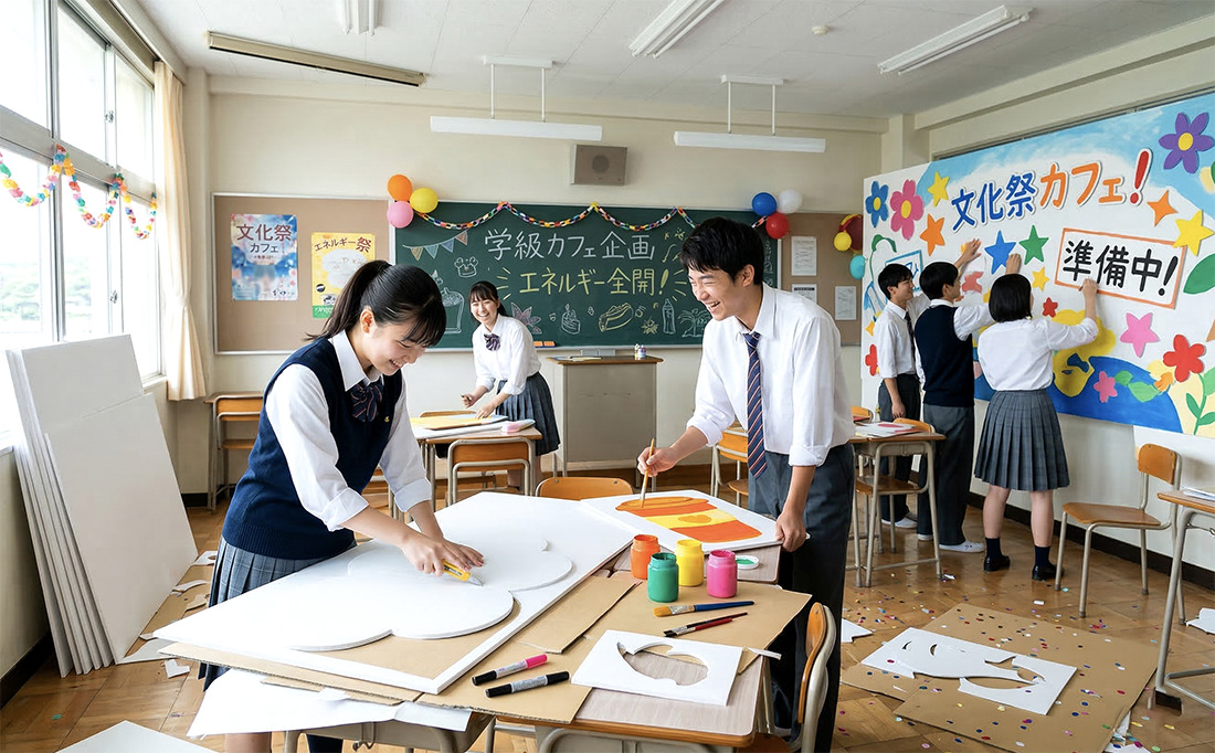 学校・文化祭でのスチレンボード大判活用シーン