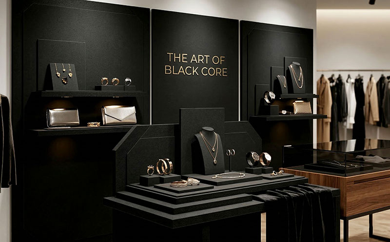 アパレル・雑貨店での黒スチレンボードを使ったディスプレイ