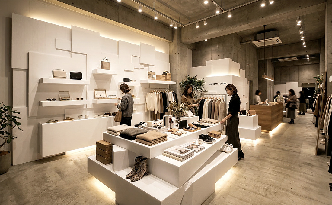 店舗内装・ディスプレイのベース素材として大判スチレンボード