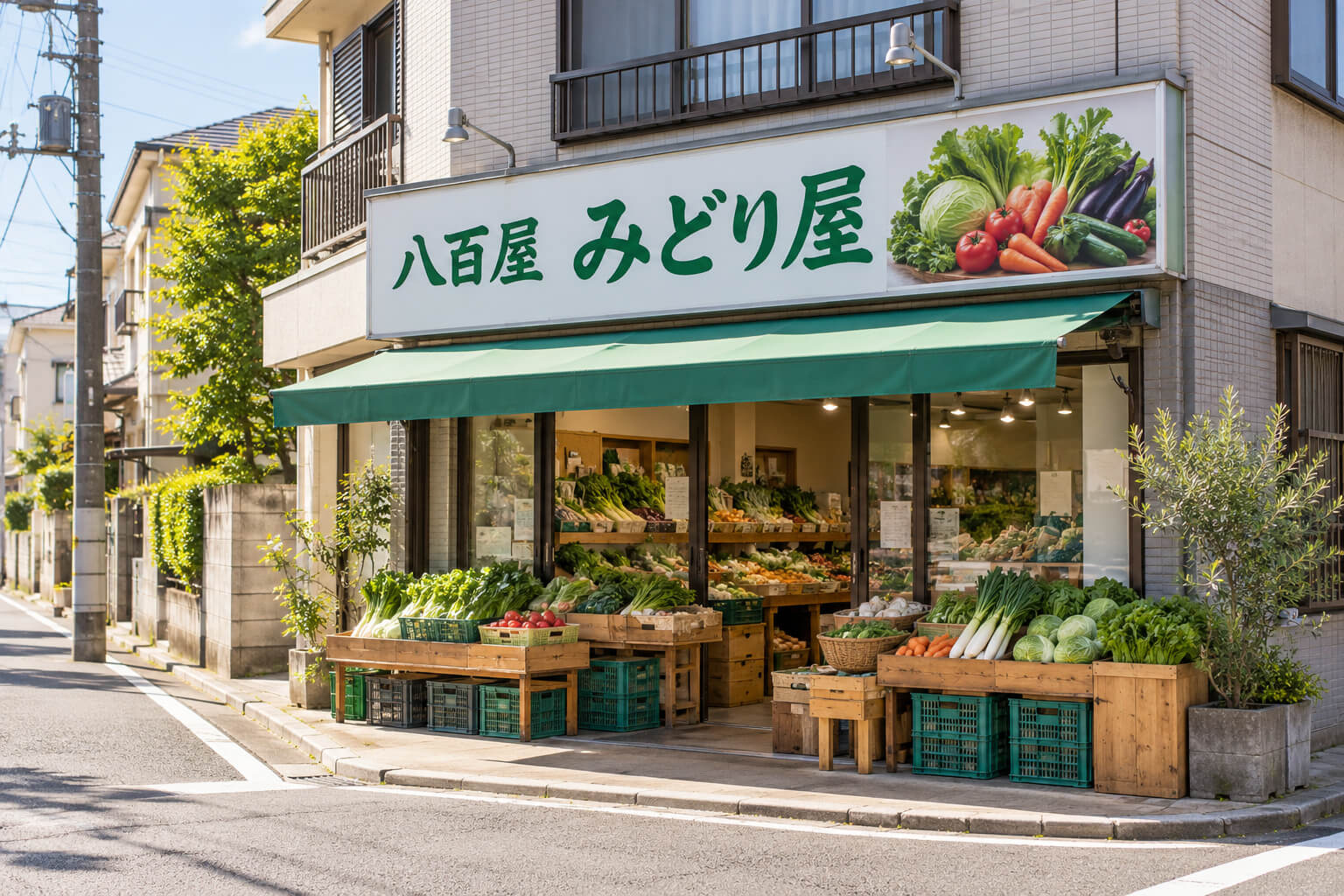 アルミ複合板にインクジェットシートで店名と写真を表示した、店舗の入口上の平看板